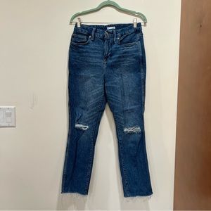 Good American Good Curve Distressed Jeans with Raw Hem